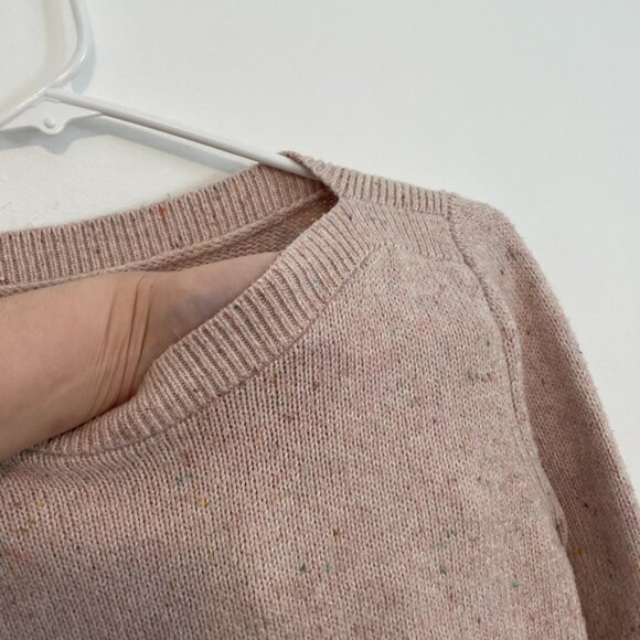 ANN TAYLOR LOFT Flecked Boatneck Sweater Light Baby Pink Multi Confetti Cotton S - Picture 9 of 16